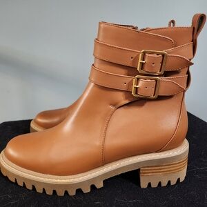 Aerosoles Women's Chunky Heel Leather Boots SIZE 8